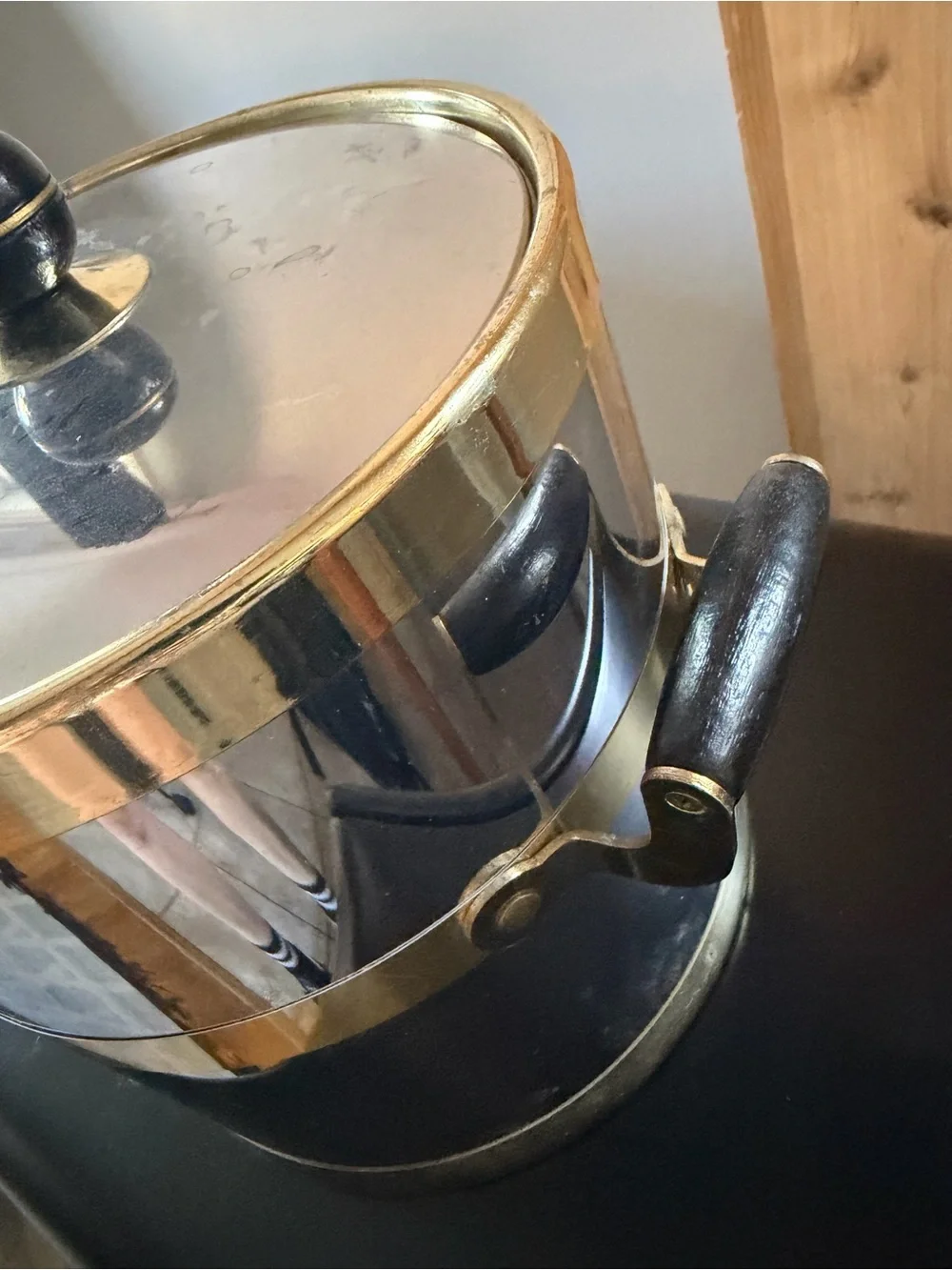 Midcentury Modern Vintage Chrome & Brass Ice Bucket